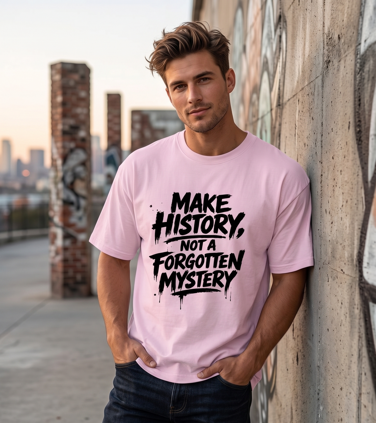 Make History Brush Typography Graphic T-Shirt | Premium Motivational Streetwear Top
